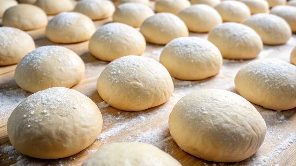 Divide the dough into 12 equal portions Roll each portion into a smooth ball